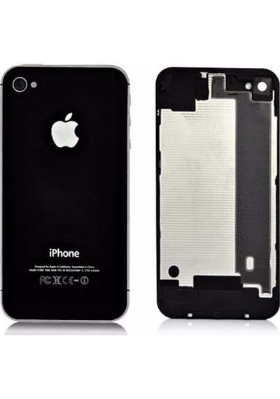 Apple Uyumlu iPhone 4G Arka Pil Batarya Kapak Siyah Renk Cam Metal