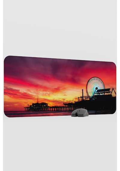 Santa Monica Kaliforniya Abd V1 90x40 Xxl Gaming Kauçuk Kaymaz Taban Mouse Pad Fare Altlığı