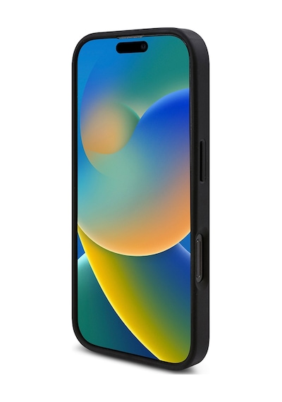 Apple Uyumlu iPhone 16 Pro Kılıf Guess Lisanslı Üçgen Logolu Taşlı Kapak Siyah