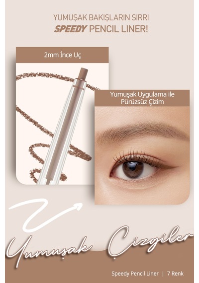 Suya Dayanıklı Kolay Kullanım Sunan Göz Kalemi Peripera Speedy Pencil Liner 3 Milk Tea Brown