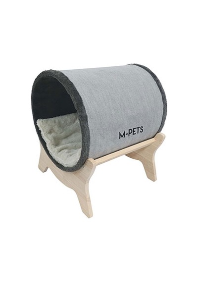 M-pets Tunnel Elevated Ahşap Ayaklı Kedi Yatağı Gri 47x47x26 Cm 244-54030.01