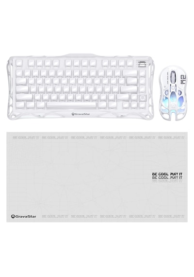 Gravastar Mercury K1 Kablosuz Mekanik Gaming İngilizce Q Klavye, M2 Kablosuz Optik Mouse Ve Mousepad