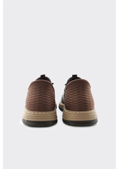 Derinet Hakiki Deri Lastik Bağcıklı Erkek Sneaker Kahve Kahve
