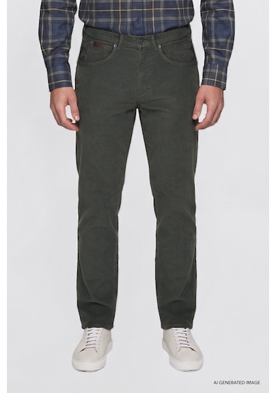 Wrangler Pamuklu Texas Slim Fit Cepli Esnek Erkek Kadife Pantolon Mw12sec300 Yeşil