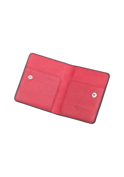 Ancora Leather Hakiki Deri Para Bölmeli Çıtçıtlı Portföy-unisex-26210 Siyah - Kırmızı