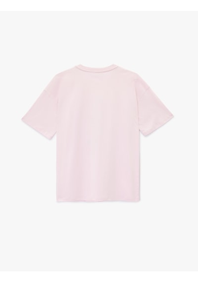 Koton Kısa Kollu Bisiklet Yaka Pamuklu Çiçek Baskılı Oversize Tişört Pembe 6sal10106ık Gül