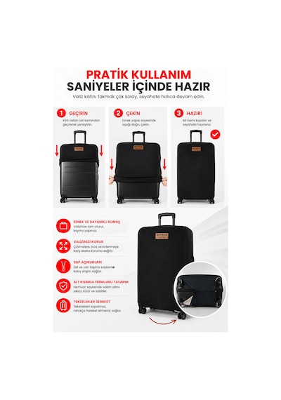 Viscofoam Valiz Bavul Koruma Kılıfı Kadife Kılıf - Siyah Ergo Travel