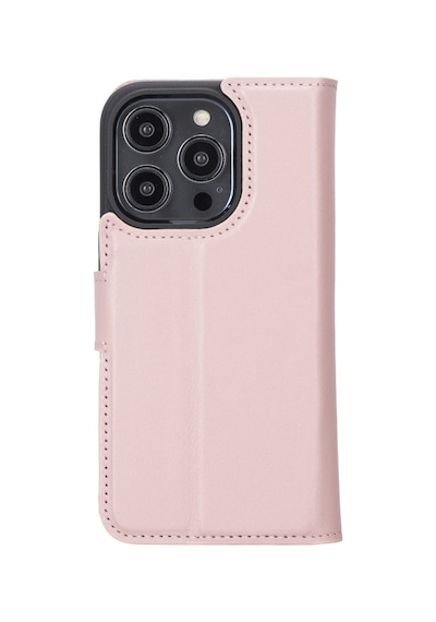 Plm Apple İphone 14 Pro Uyumlu Deri Cüzdanlı Kılıf Mwwn Nu2 Pembe Acı Kahverengi