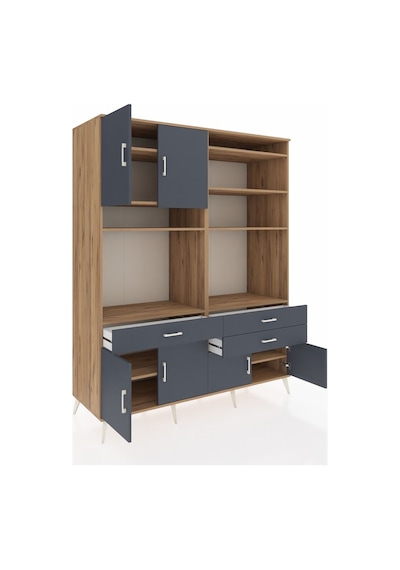 Kronos Gardrop 10 Raflı 3 Çekmeceli 8 Kapaklı 176x59x221 Çam-antrasit Antrasit