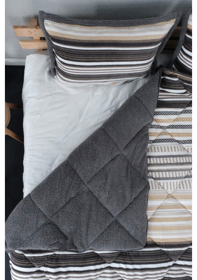 Merinos Comforter Çift Kişilik Yorgan Seti - Gri