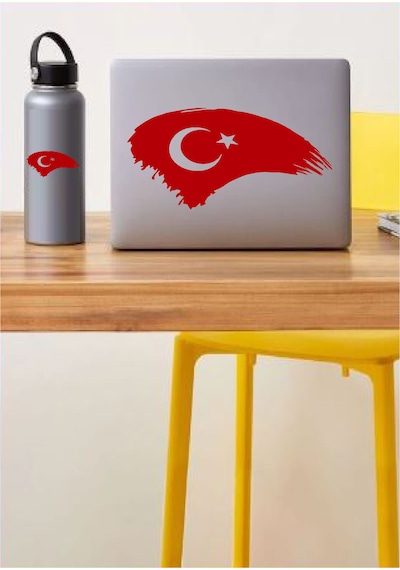Türk Bayrağı Sticker - Ay Yıldız, Türkiye, Araba Oto Motosiklet Karavan Sticker - 00786 14x7 Cm