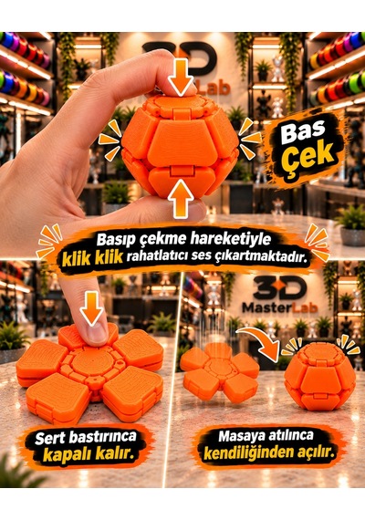 Zıplayan Stres Topu Clicker Stres Topu Lastik Mekanizmalı 3d Baskı Mekanik Fidget Oyuncak - Hoplaç - Zıplaç Ms-2