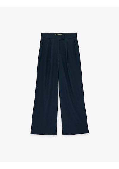 Koton Cepli Pileli Geniş Paça Keten Pantolon Lacivert 6sak40069pw Lacivert - Mavi