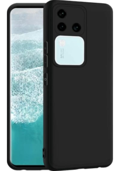 Vivo V30 Pro Uyumlu Silikon Kılıf - Kamera Korumalı Esnek Pastel Renk Kapak - Siyah