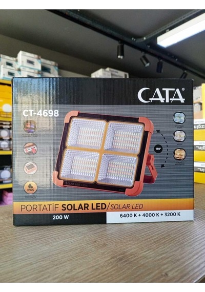 Ct-4698 Taşınabilir Solar Projektör Ip44 Güneş Enerjili 3 Renk Modu Dimmerli Ve Şarjlı Led Işık