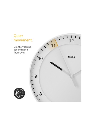 Braun Klasik Büyük Analog Duvar Saati Sessiz Saat Mekanizması, Ko Diğer