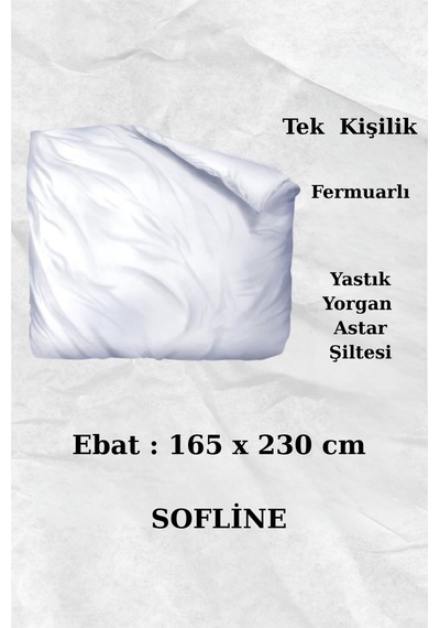 Pamuklu Beyaz Fermuarlı Yorgan Kılıfı Tek Kişilik 165x230 Cm Şilte Koruyucu Sağlıklı Kumaş Beyaz