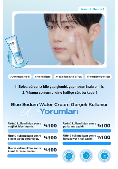 Dashu Blue Sedum Water Yağ ve Nem Dengesi Sağlayan Hyalüronik Asitli Yoğun Nemlendirici Krem