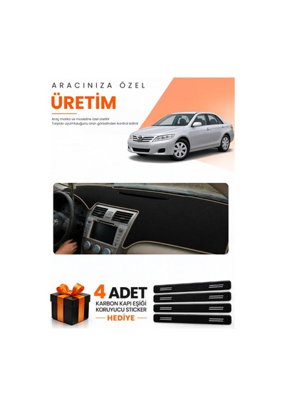 Toyota Camry 2006-2012 Uyumlu Torpido Koruma Örtüsü Oto Kılıfı - Siyah Bej