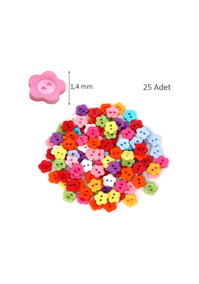 Çiçek Renkli Düğme Renkli Papatya Düğme 1,4 Cm - 25 Adet