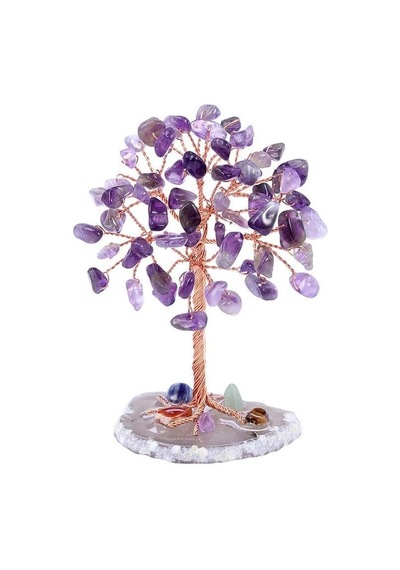 Valkyrie Ametist Yaşam Ağacı Kristal Bonsai Doğal Taş Dekor / El Yapımı Tel Ağaç Meditasyon &amp Ofi