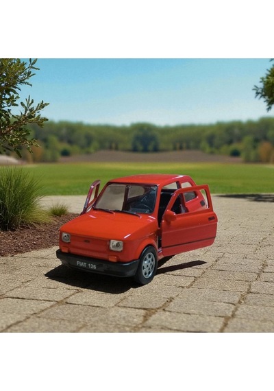 Nostaljik Metal Çek Bırak Kırmızı Fiat 126 Araba Kapılar Açılır Diğer