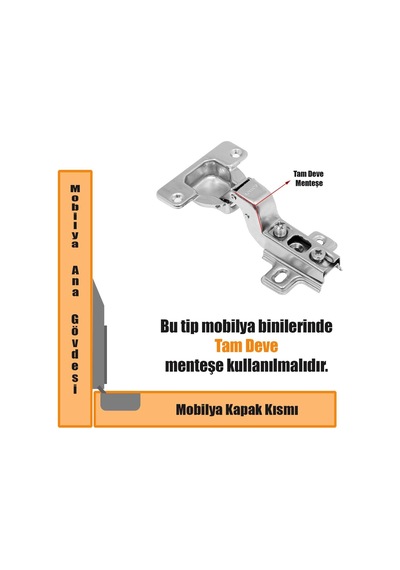 Mobilya Dolap Kapak Menteşesi Tam Süper Deve Tas Mentese Çok Renkli