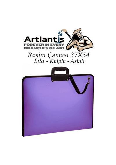 Lila Resim Çantası Fermuarlı Kulplu 37x54 Cm 1 Adet Teknik Resim Dosya Çantası 35x50 Cm Askılı Proje Çantası Okul Sınıf