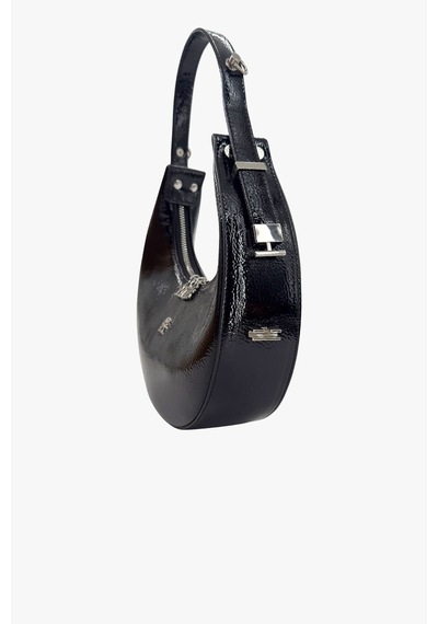 Sosela 67-7143 Kadın Kırışık Rugan Siyah Çapraz Askılı Çanta K.rugan Siyah