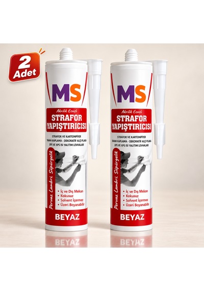 2 Adet Beyaz Strafor Yapıştırıcısı 310 Ml Akrilik Esaslı Kartonpiyer Eps Xps Yapıştırma Tutkalı 480 Gr