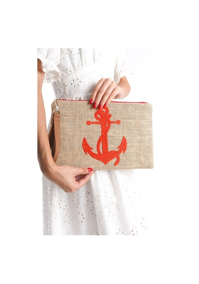 Mubiano Summer Kadın Jüt Hasır Kumaş Çapa Clutch & Portföy Çanta - Msly0103-bj Bej