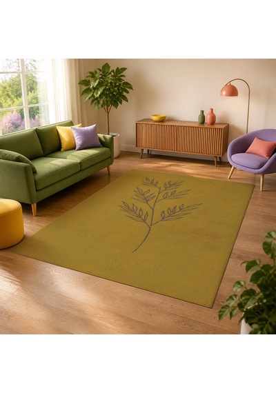 Kartela Halı Evo Halı Jüt Taban Dokuma Halı Hardal Sarısı - 200 X 300 Cm