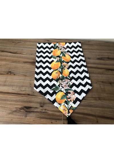 Zigzag Üzerine Limon Desenli Runner Çok Renkli