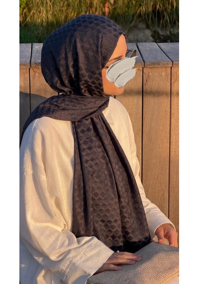 Qalortex Scarf Premium Pamuklu Jakar Şal-antrasit