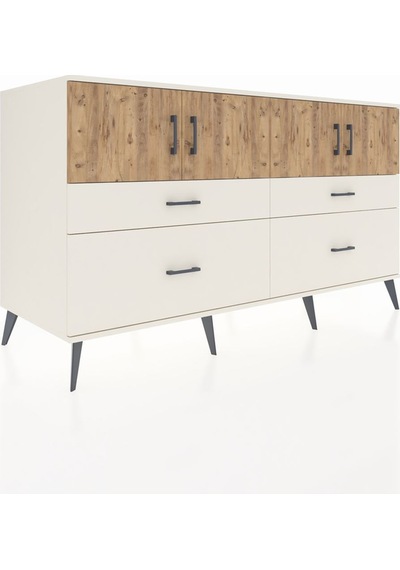 Kronos Konsol 2 Raflı 4 Çekmeceli 4 Kapaklı 176x59x99 Aytaşı-çam/ Aytaşı-çam/aytaşı