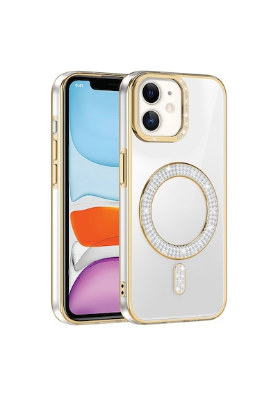 Rba Aksesuar Apple Uyumlu iPhone 11 Kılıf Pırlanta Taş Tasarımlı M-safe Şarj Özellikli Rba Karetta Silikon Kapak - Mavi Mavi