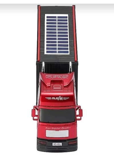 Tır Model Kablosuz Hoparlör Tf Kart Usb Bluetooth Fm Radyo Aux Destekli Bluetooth Speaker Güneş Enerjili Kırmızı