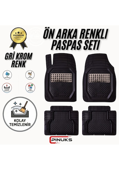 Volvo Xc-60 2011 Model Uyumlu Siyah- Gri Krom Renk Premium Oto Paspas Seti