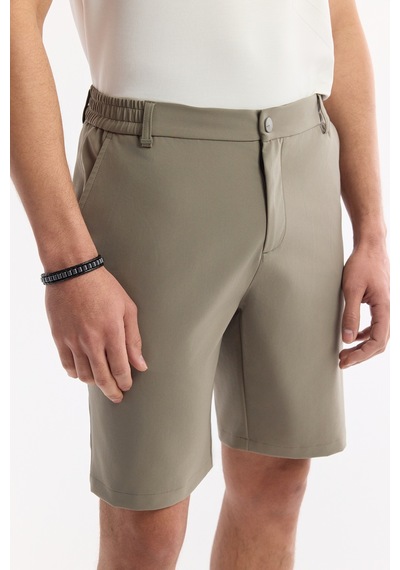 Avva Erkek Haki Beli Lastikli Bi-stretch Teknik Kumaş Relaxed Fit Şort A51y3712