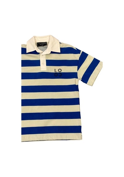 Zekids Erkek Çocuk Pamuklu Çizgili Polo Yaka Tshirt-12905-saks Saks