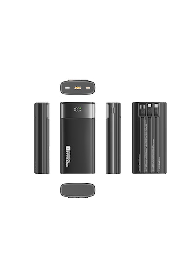 Cepini Cp-02 20.000mah 22.5w Süper Hızlı Şarj Powerbank - Dahili 3'ü 1 Arada Kablolu Ve Dijital Göstergeli Siyah