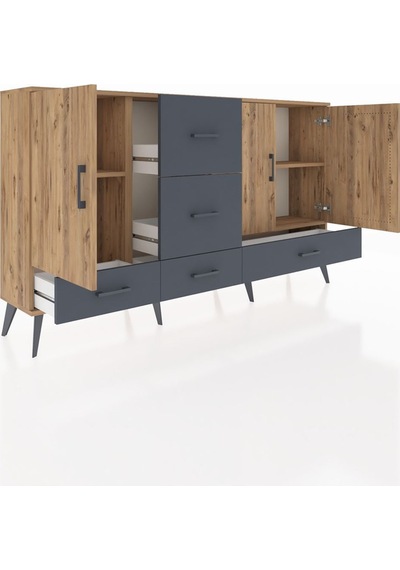 Arges Konsol 4 Raflı 5 Çekmeceli 3 Kapaklı 176x30x99 Çam-çam/antrasit Atlas Çam/antrasıt - Atlas Çam Arges Konsol 4 Raflı 5 Çekmeceli 3 Kapaklı 176x30x99 Çam-çam/antrasit Atlas Çam/antrasıt - Atlas Çam