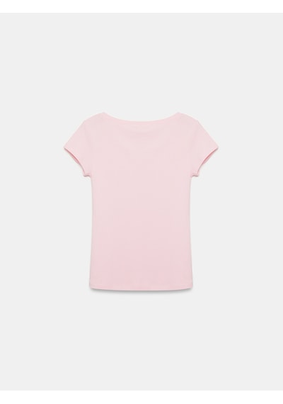 Dilvin 32688 %100 Pamuk Basic T-shirt-toz Pembe