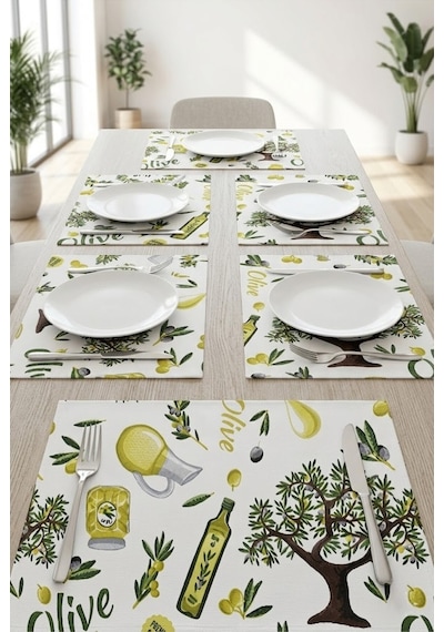 Su Geçirmez Amerikan Servis 6'lı Set Leke Tutmaz Silinebilir Masası Tabak Altlığı 35x45 Cm Çok Renkli