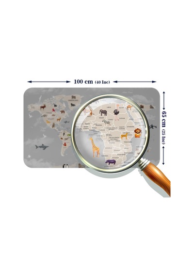 Eğitici Dünya Haritası Dünya Atlası Çocuk Ve Bebek Odası Duvar Sticker-60x105-3793 - Renkli Çok Renkli