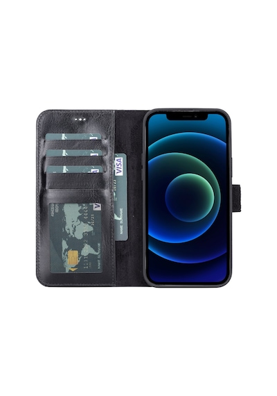 Plm Apple İphone 13 Pro Uyumlu Deri Cüzdanlı Kılıf Rst1 Siyah Acı Kahverengi