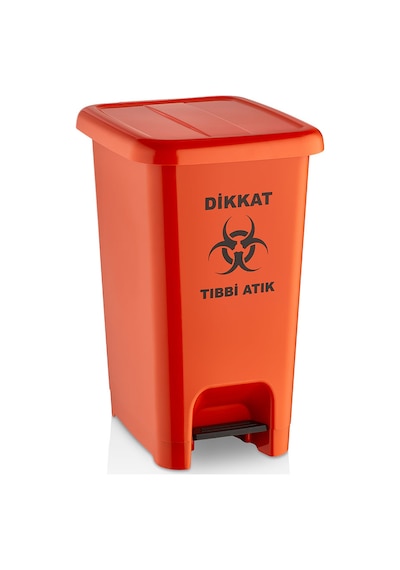 SLİM PEDALLI TIBBİ ATIK ÇÖP KOVASI 30 LT Turuncu