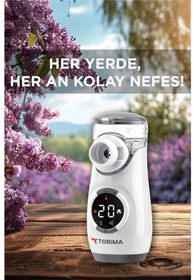 Sessiz Kademeli Dijital Ekranlı Usb Şarjlı Mesh Nebulizatör Cihazı