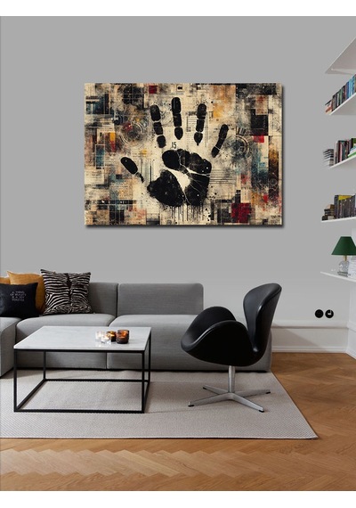 Kanvas Tablo Siyah El İzi 70cmx100cm