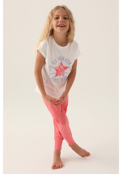 U.s. Polo Assn Kız Çocuk Krem Pijama Takımı 5274-43268 Krem